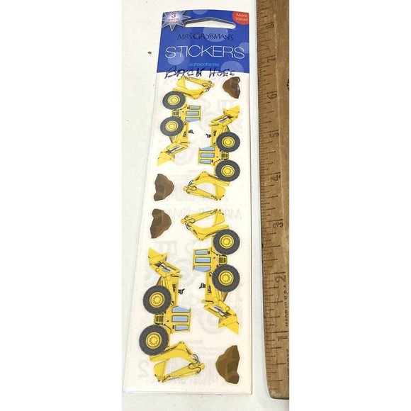 Mrs Grossman Vintage Stickers Yellow Backhoe Digger Truck Sticker Sheets New Y2K - Picture 2 of 5
